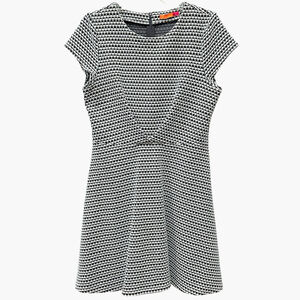Ava Womens Large Fit & Flare Dress Short Sleeve Textured Geometric Print